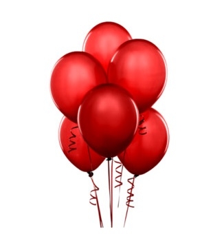 Raudoni balionai su heliu 5 vnt.